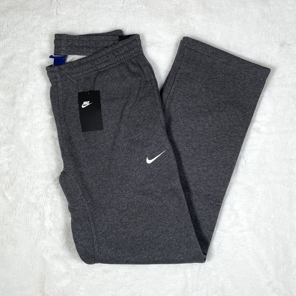 Nike Men Sweatpants Fleece Open Hem Swoosh Straight Pants - Picture 1 of 10